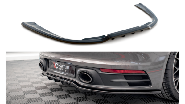 Splitter Porsche 911 Carrera 4S 992 Rear Central with Diffuser Gloss Black