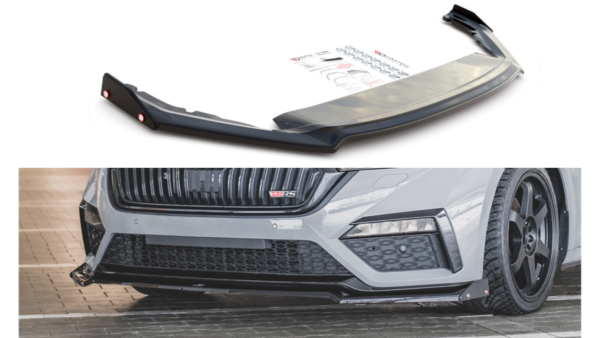 Splitter Skoda Octavia IV RS Front v.2 + flaps Gloss Black