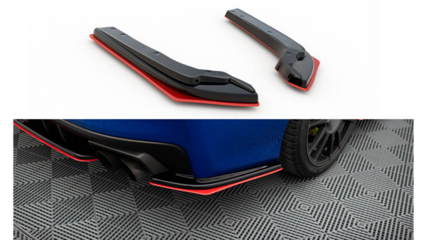 Splitter Subaru WRX STI Rear Side v.2 Gloss Black + Red