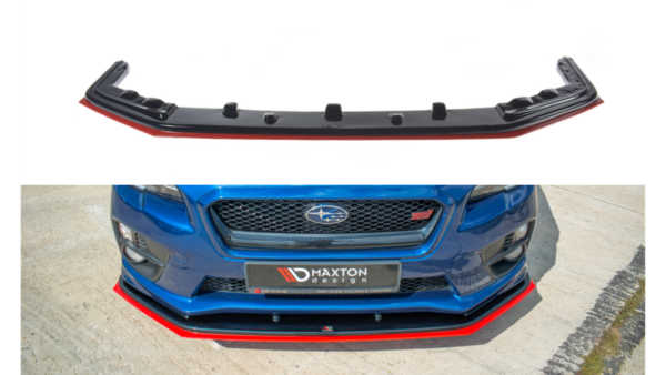 Splitter Subaru WRX STI Front v.4 Gloss Black + Red