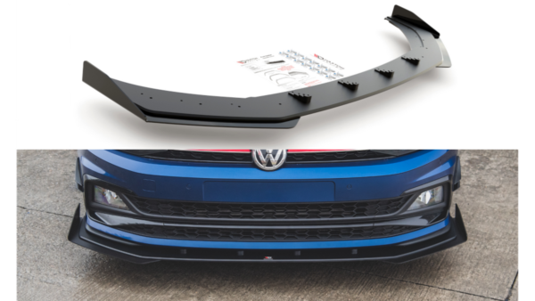 Splitter Volkswagen Polo VI GTI Front Racing Durability + Flaps Black