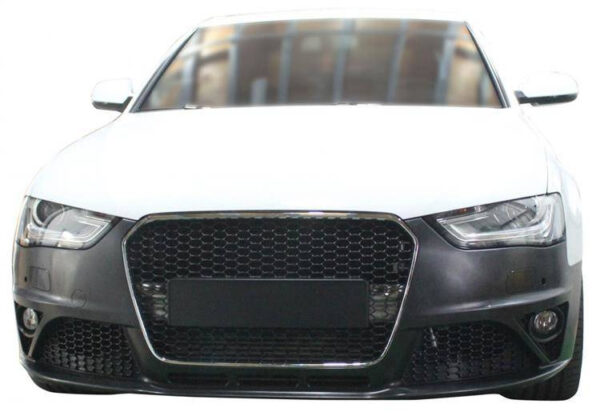 Front Bumper + Grill Chrome-Black Audi A4 B8 13-16 RS4 Style