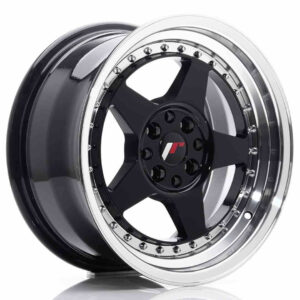 JR Wheels (JR Veljed) JR6 16x8 ET30 4x100/114 Glossy Black w/Machined Lip