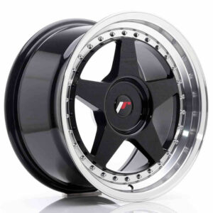 JR Wheels (JR Veljed) JR6 17x9 ET20-35 BLANK Glossy Black w/Machined Lip