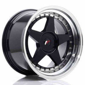 JR Wheels (JR Veljed) JR6 18x10.5 ET0-25 BLANK Glossy Black w/Machined Lip