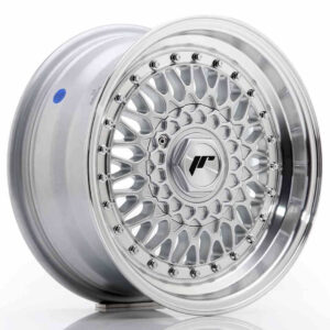 JR Wheels (JR Veljed) JR9 15x7 ET20 4x100/108 Silver w/Machined Lip+Silver Rivets
