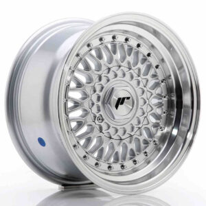 JR Wheels (JR Veljed) JR9 15x8 ET20 4x100/108 Silver w/Machined Lip+Silver Rivets