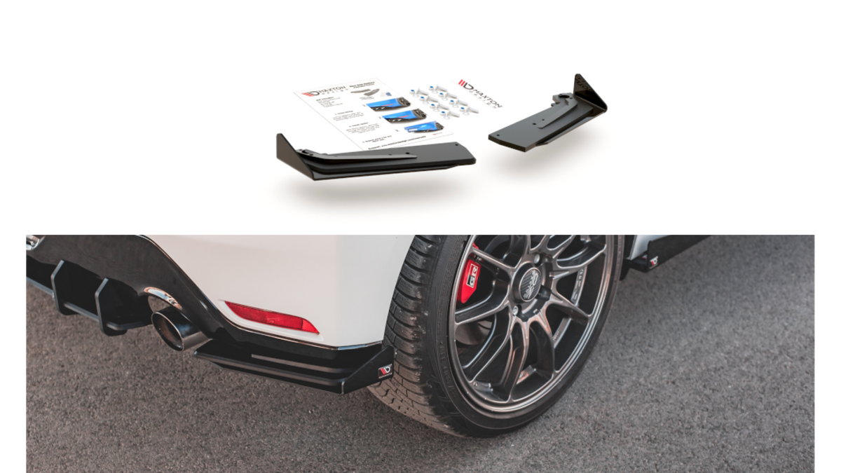 Splitter Toyota GR Yaris IV tagumine külje Racing Durability must-punane + läikivad Tiivad