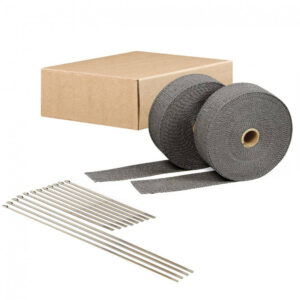 DEI Väljalaskesüsteemi termolint Titanium komplekt 50mm x 15m Titanium must 2pcs + kinnitussidemed